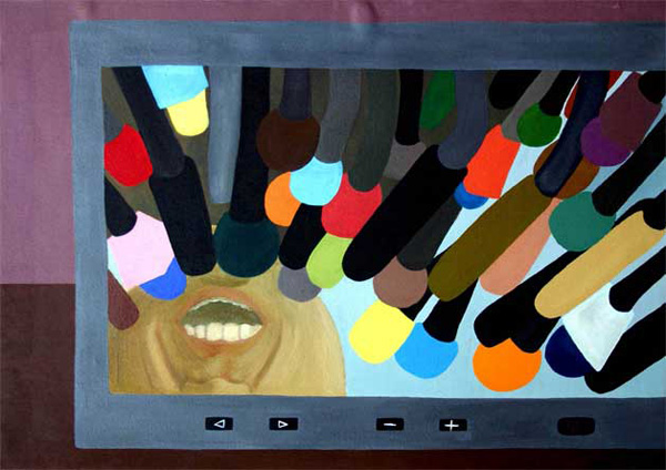 Khadija Hashemi
<br><em>Life Hardship</em>, 2007
<br>Oil and acrylic on canvas
<br>130 x 90 cm.
