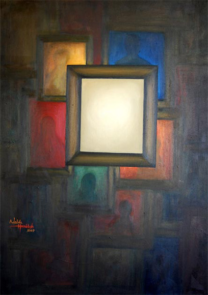 Nabila Horakhsh
<br><em>Double Standards</em>, 2007
<br>Oil on canvas
<br>130 x 90 cm.