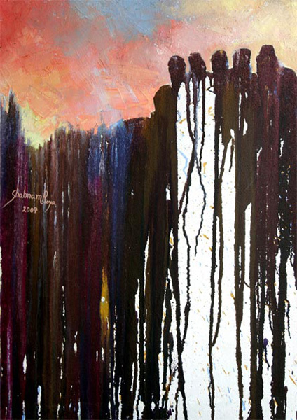 Shabnam Roya
<br><em>Laborious</em>, 2007
<br>Oil on canvas
<br>90 x 65 cm.