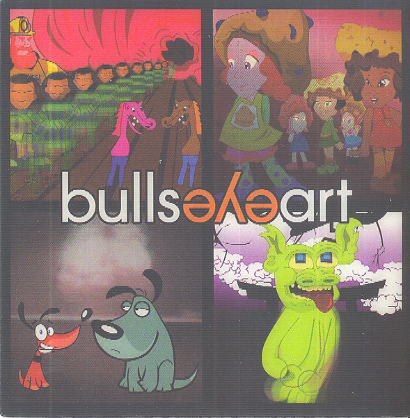 <center><em>Bullseyeart</em>
<br>Premier party invitation card, front
<br>Curated by Leeza Ahmady, 2000</center>