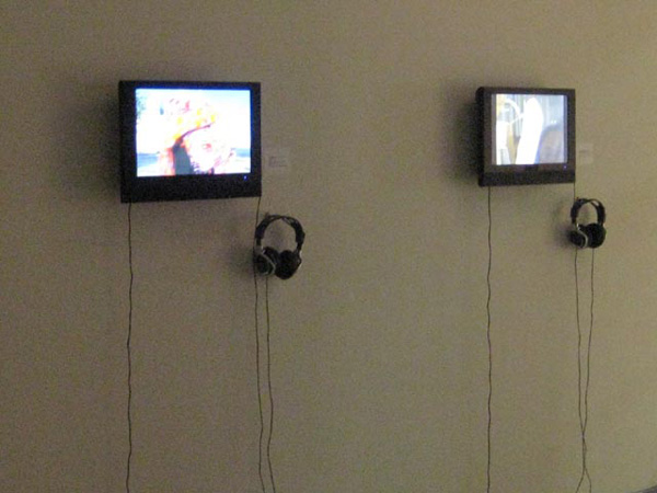 <center><em>I Dream of the Stans</em>, 2008
<br>Installation view of video works
<br>Exhibition co-curated by Leeza Ahmady at Winkleman Gallery, NY</center>
