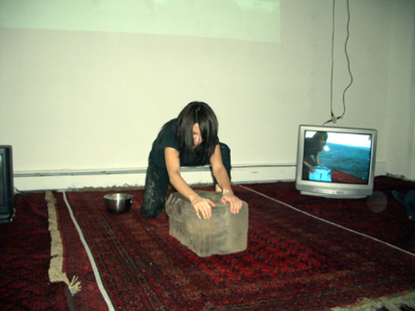 Lida Abdul
<br>Performance
<br>The Taste of Others exhibition 
<br>Curated by Leeza Ahmady at apexart New York, 2005
<br>Courtesy of the artist