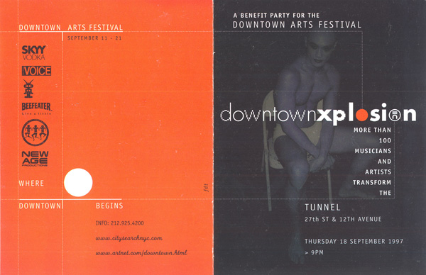 <em>Downtown Explosion</em>
<br>Downtown Arts Festival Benefit, 1997
<br>Live music and performance at Tunnell