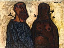 F.N. Souza
<br><em>Man and Woman</em>
<br>Oil on board, 36 x 48 in.
<br>ARTSingapore: Art Connoisseurs and Collectors
<br>Chaudhri Collection
<br>Presented by Payal Chaudhri